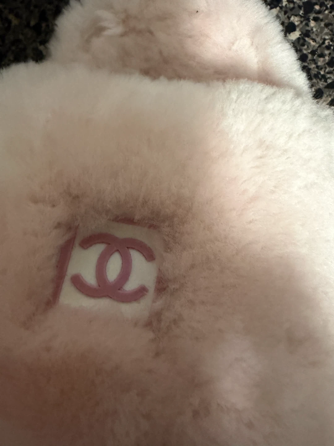 Chanel Faux Fur Slides Pink
