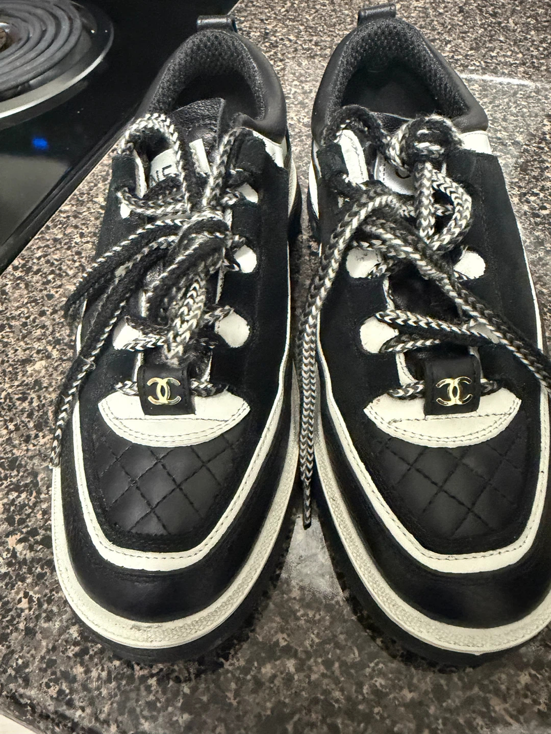 Chanel Black and White Sneakers