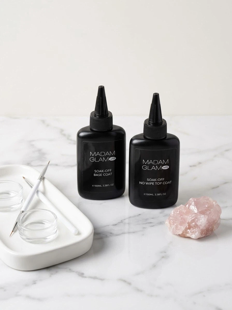Madam Glam Soak-Off Base and Top Coat Refill Set 100ml each