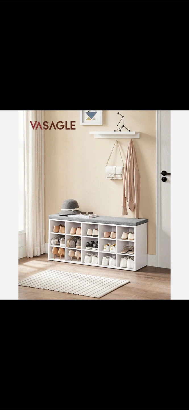 VASAGLE Shoe Bench with Cushion