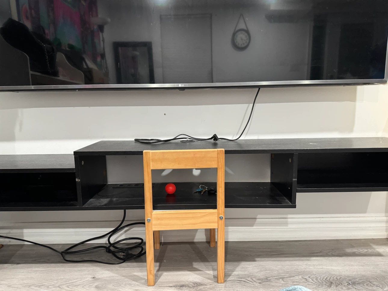 Black Floating TV Console Wall Shelf