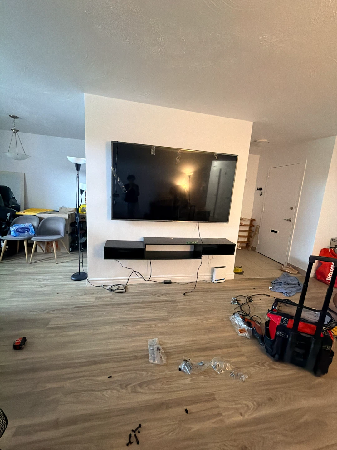 Black Floating TV Console Wall Shelf - photo 2