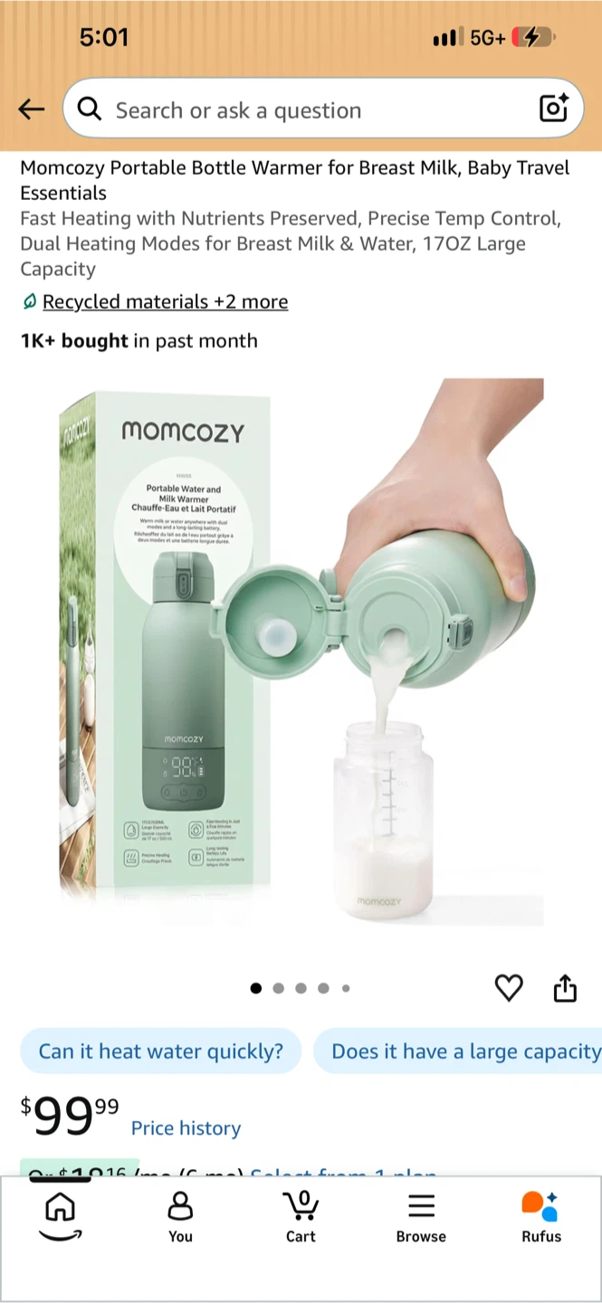 BNIB SEALED Momcozy Portable Water and Milk Warmer