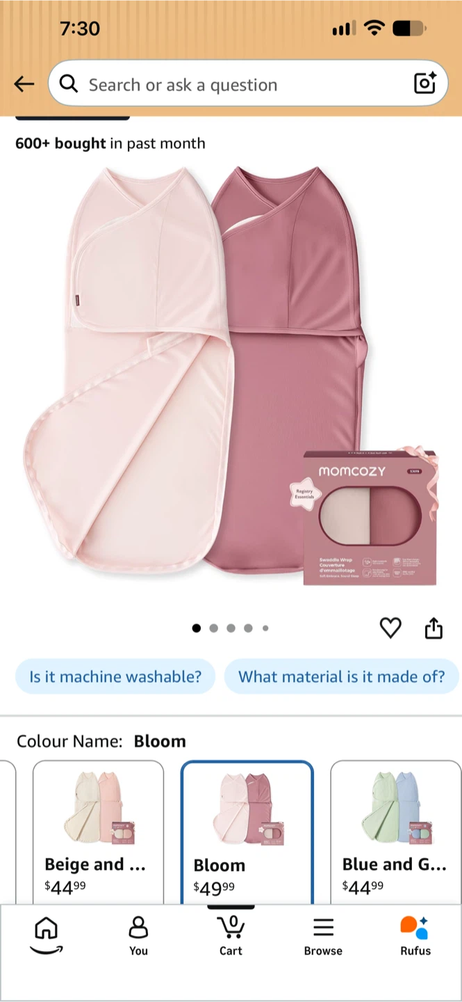 BNIB Sealed- Momcozy Baby Swaddle Wraps, 0-3 Months