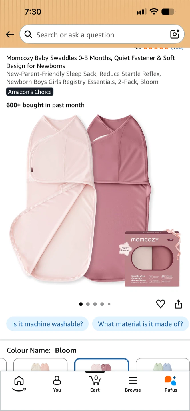 BNIB Sealed- Momcozy Baby Swaddle Wraps, 0-3 Months - photo 2