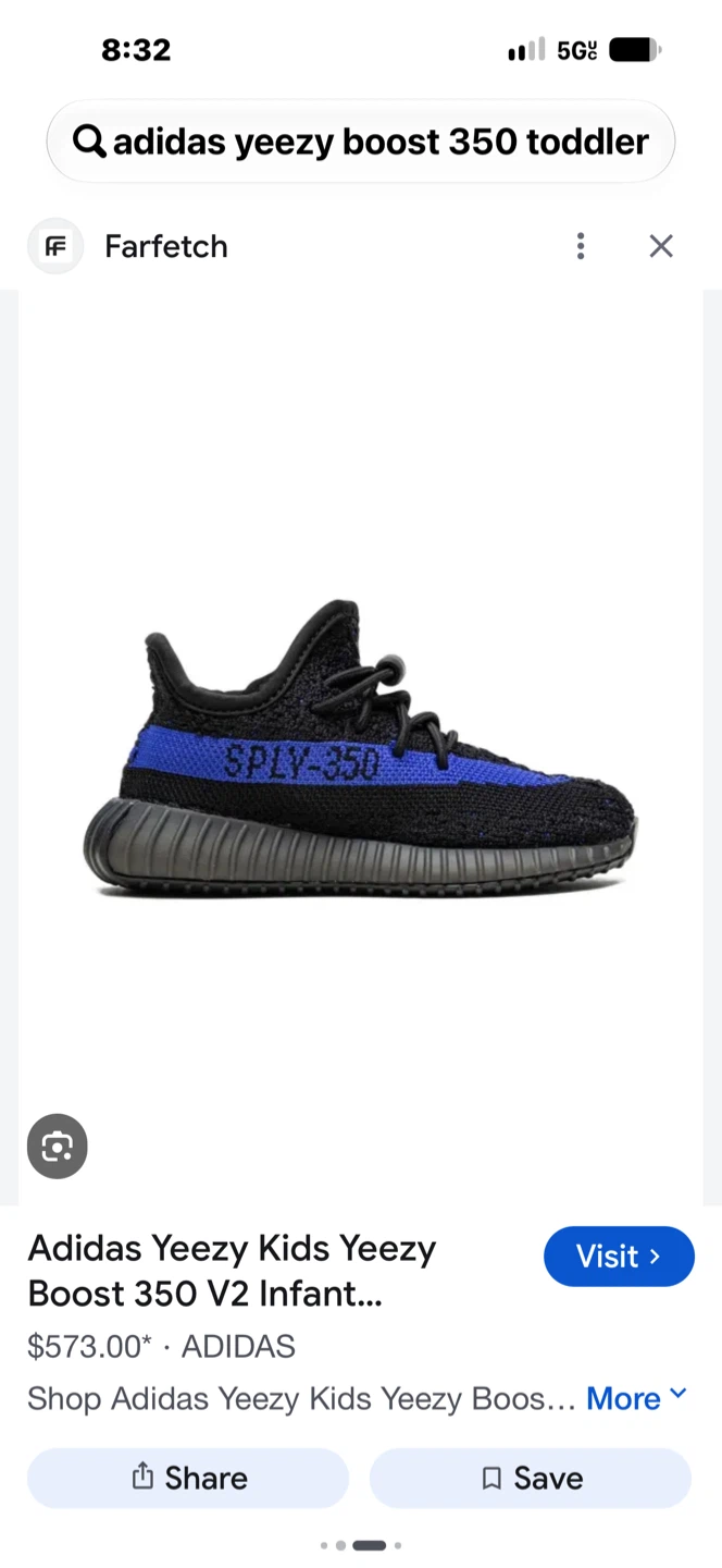61/2  Adidas Yeezy Boost 350 V2 Infant Sneakers