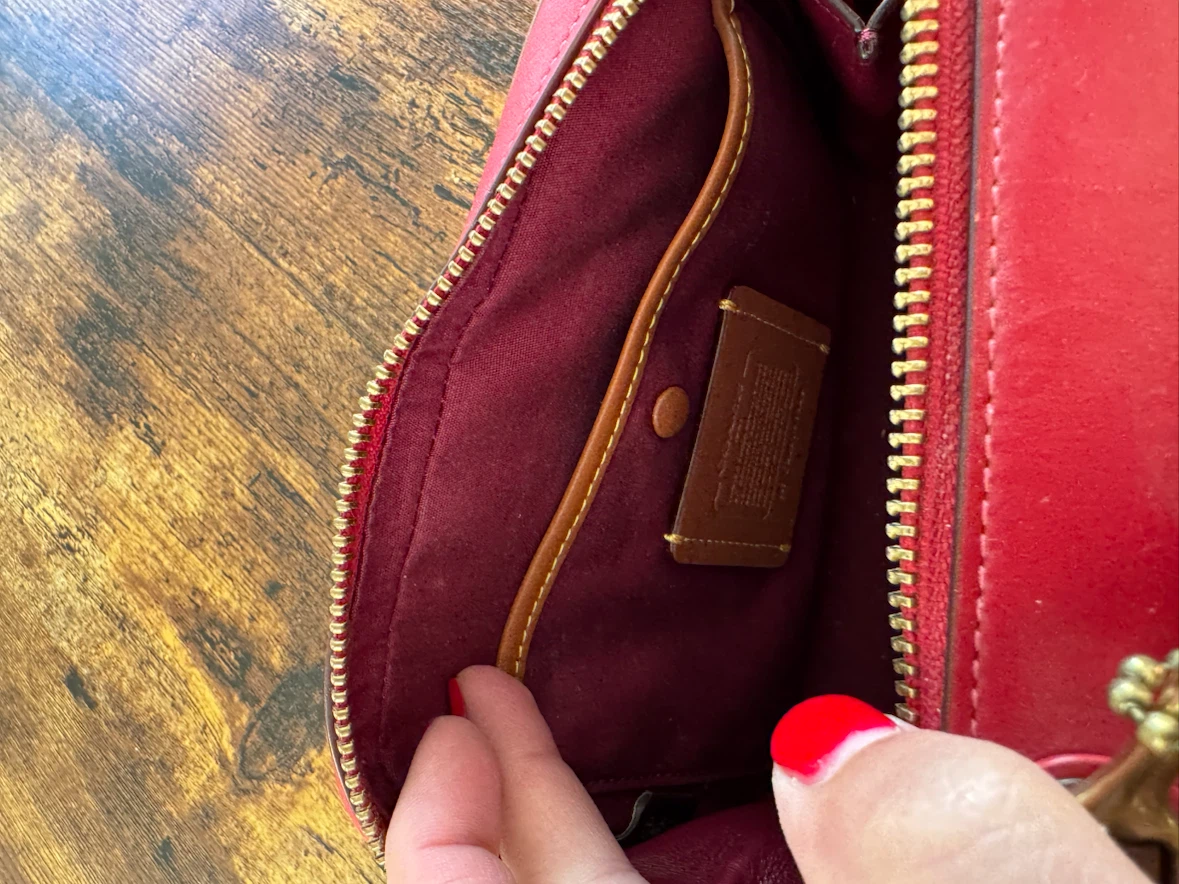 Coach Red Leather and Logo Print Crossbody Bag - photo 3