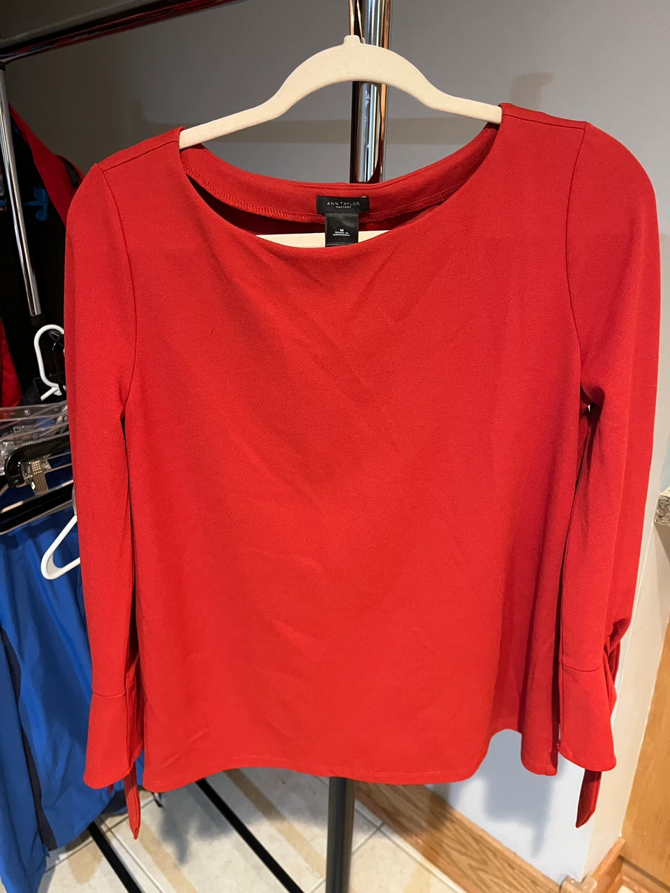 Ann Taylor Factory Red Long Sleeve Top