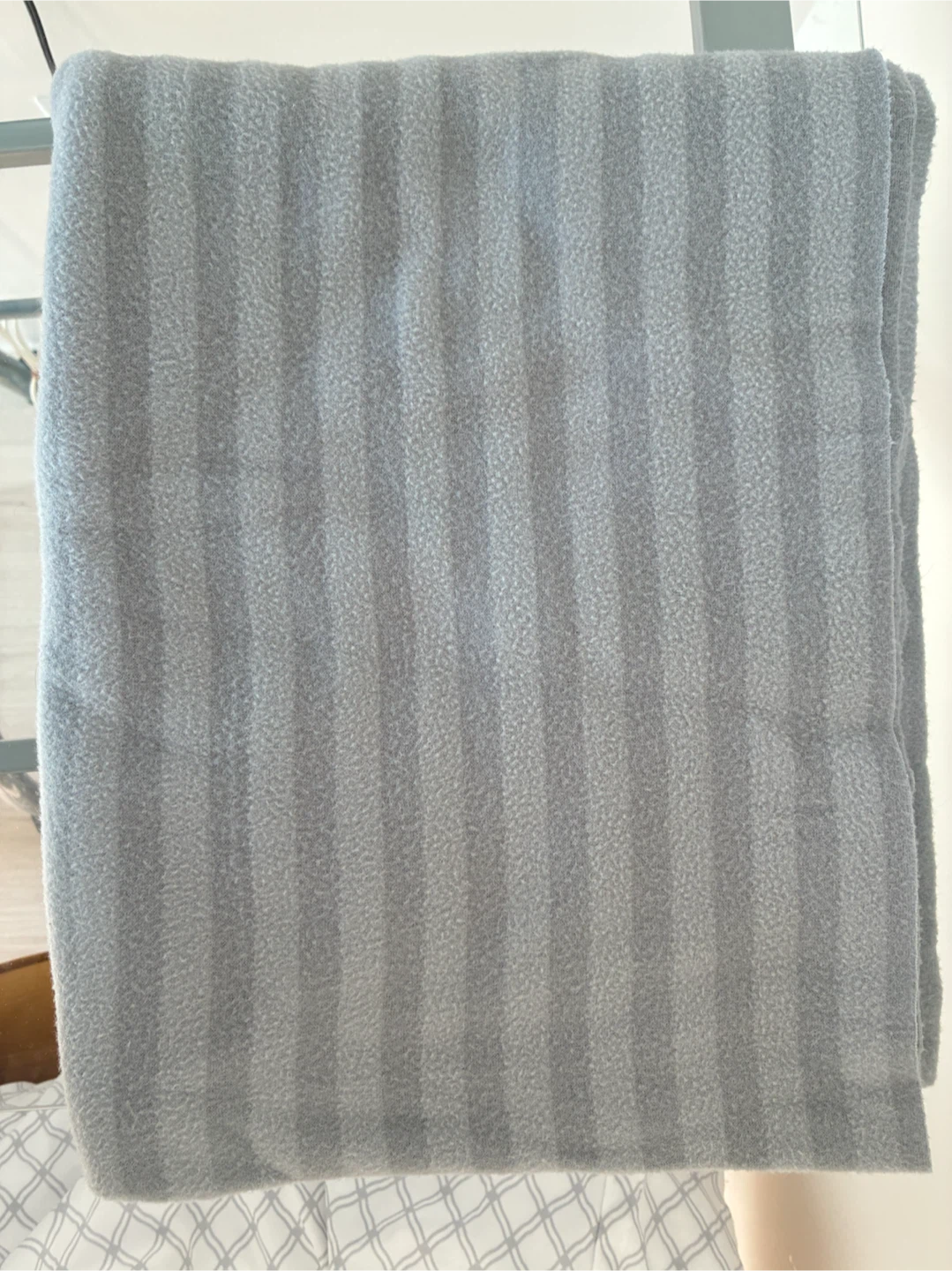 Grey Striped Fleece Throw Blanket (Vitmossa IKEA)