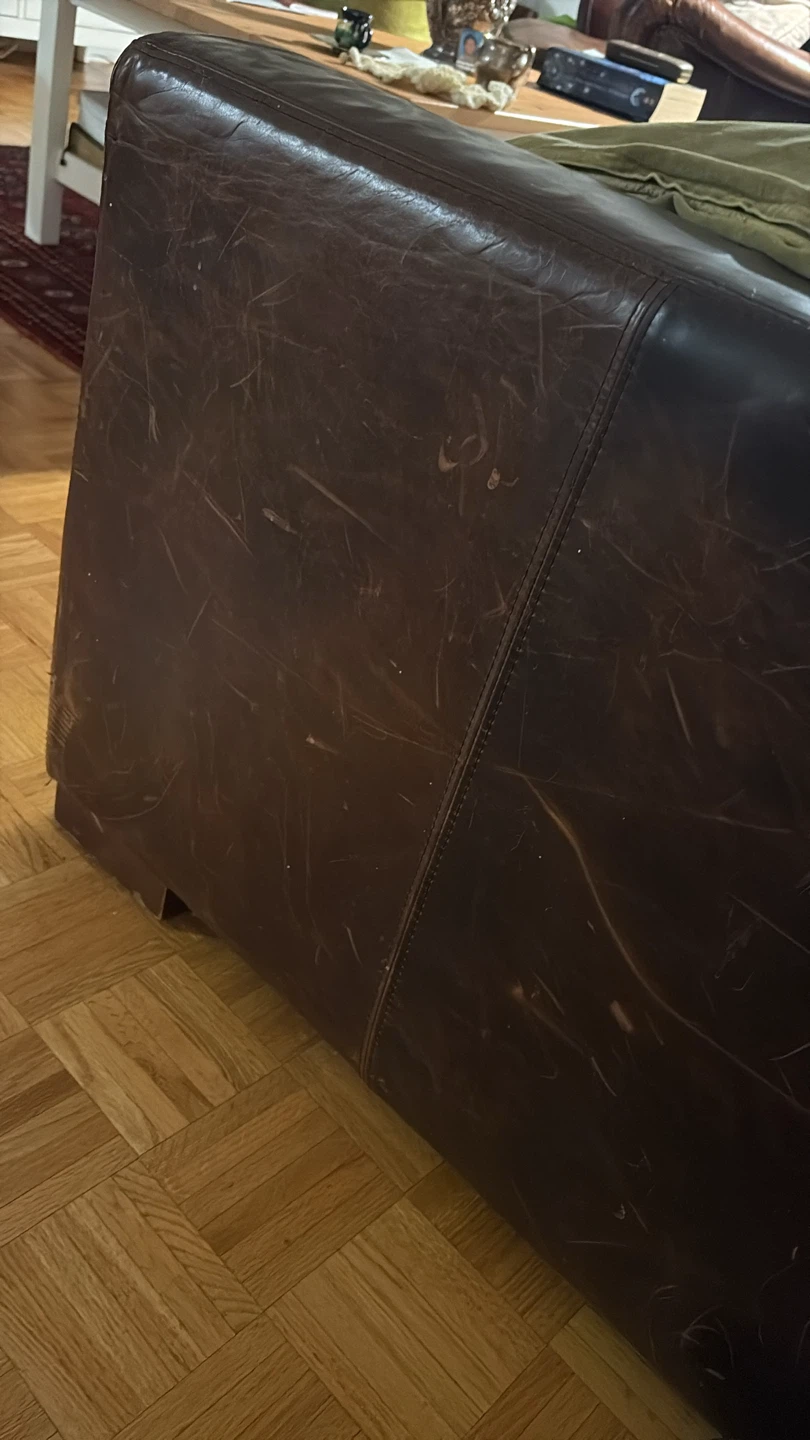 Title: Large Brown Leather Sofa 2.5m - Real Leather - Must Go - photo 3