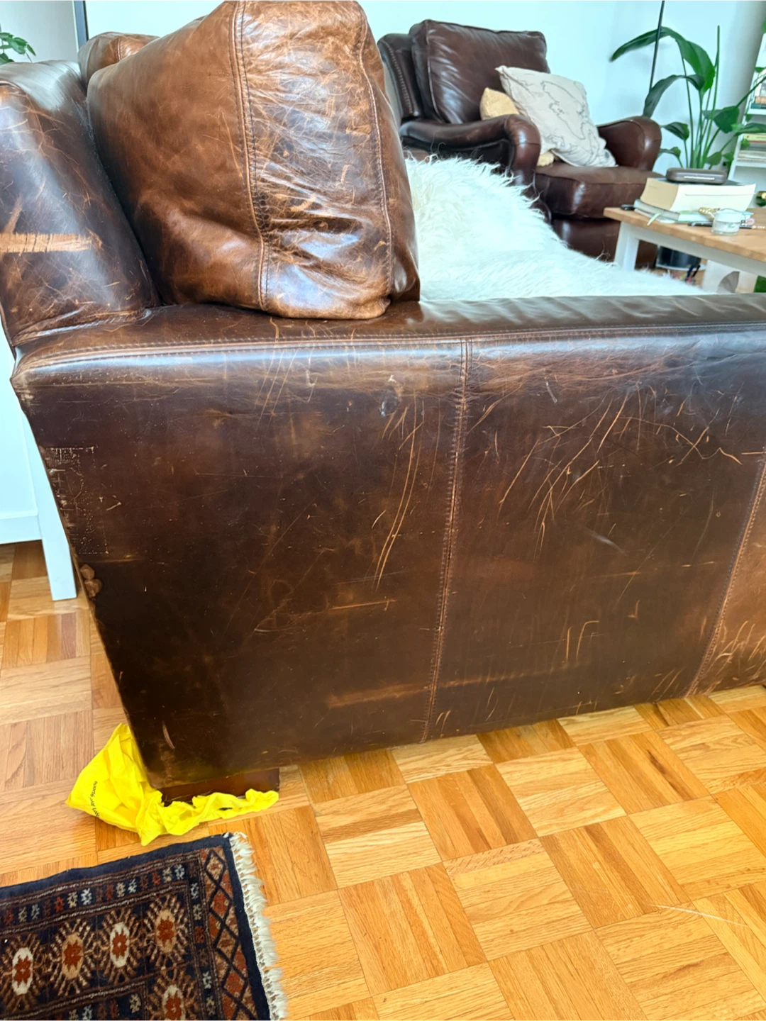 Title: Large Brown Leather Sofa 2.5m - Real Leather - Must Go - photo 4