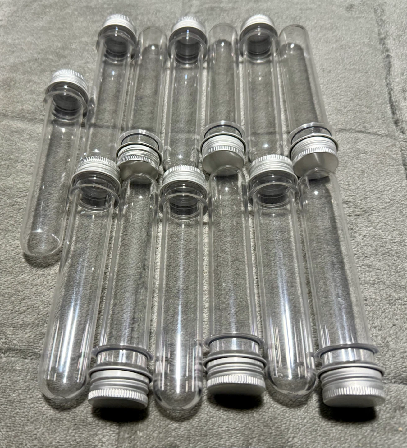 Set of 13 Clear Plastic Storage Tubes with Silver Lids - photo 2