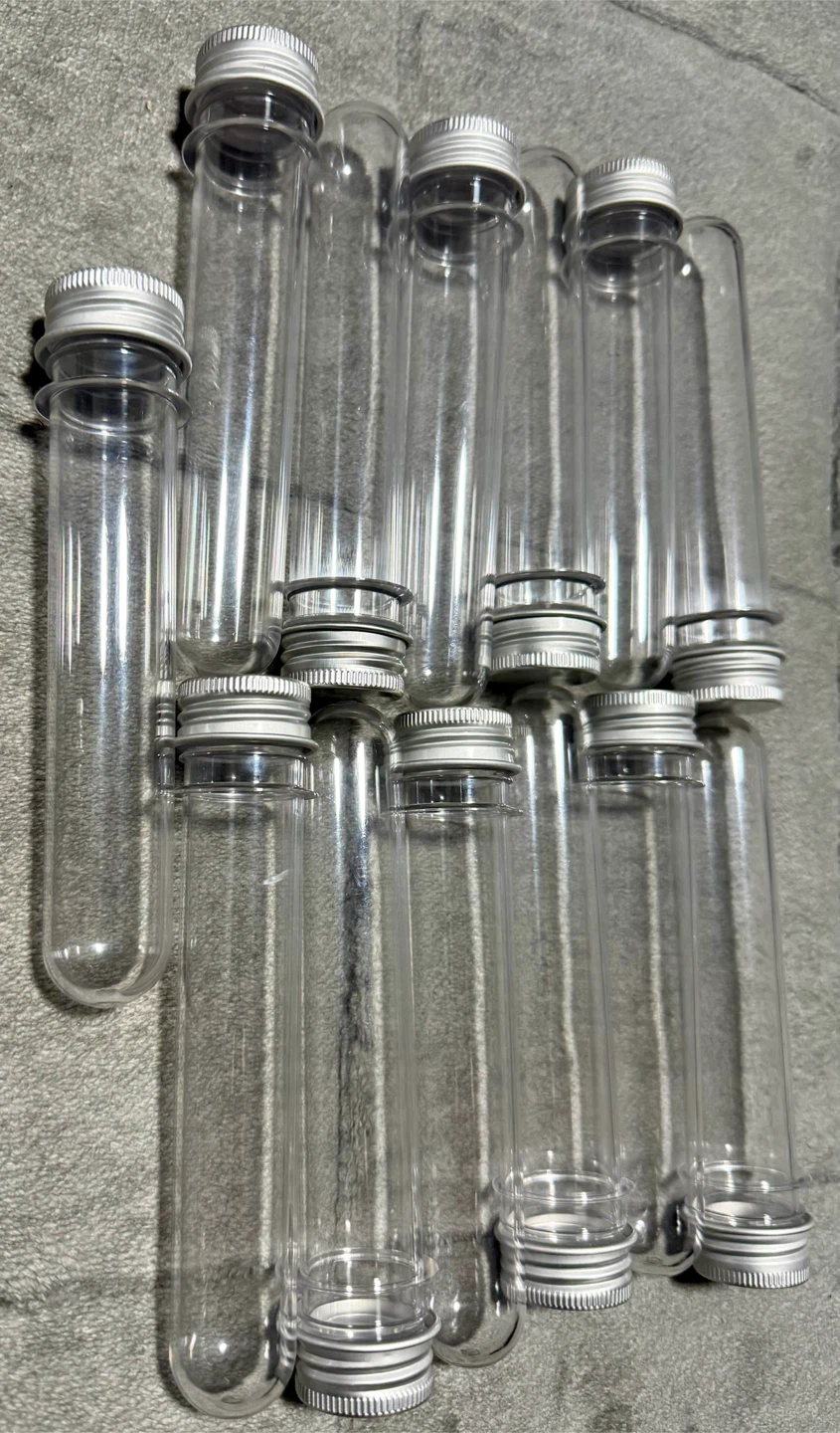 Set of 13 Clear Plastic Storage Tubes with Silver Lids - photo 3