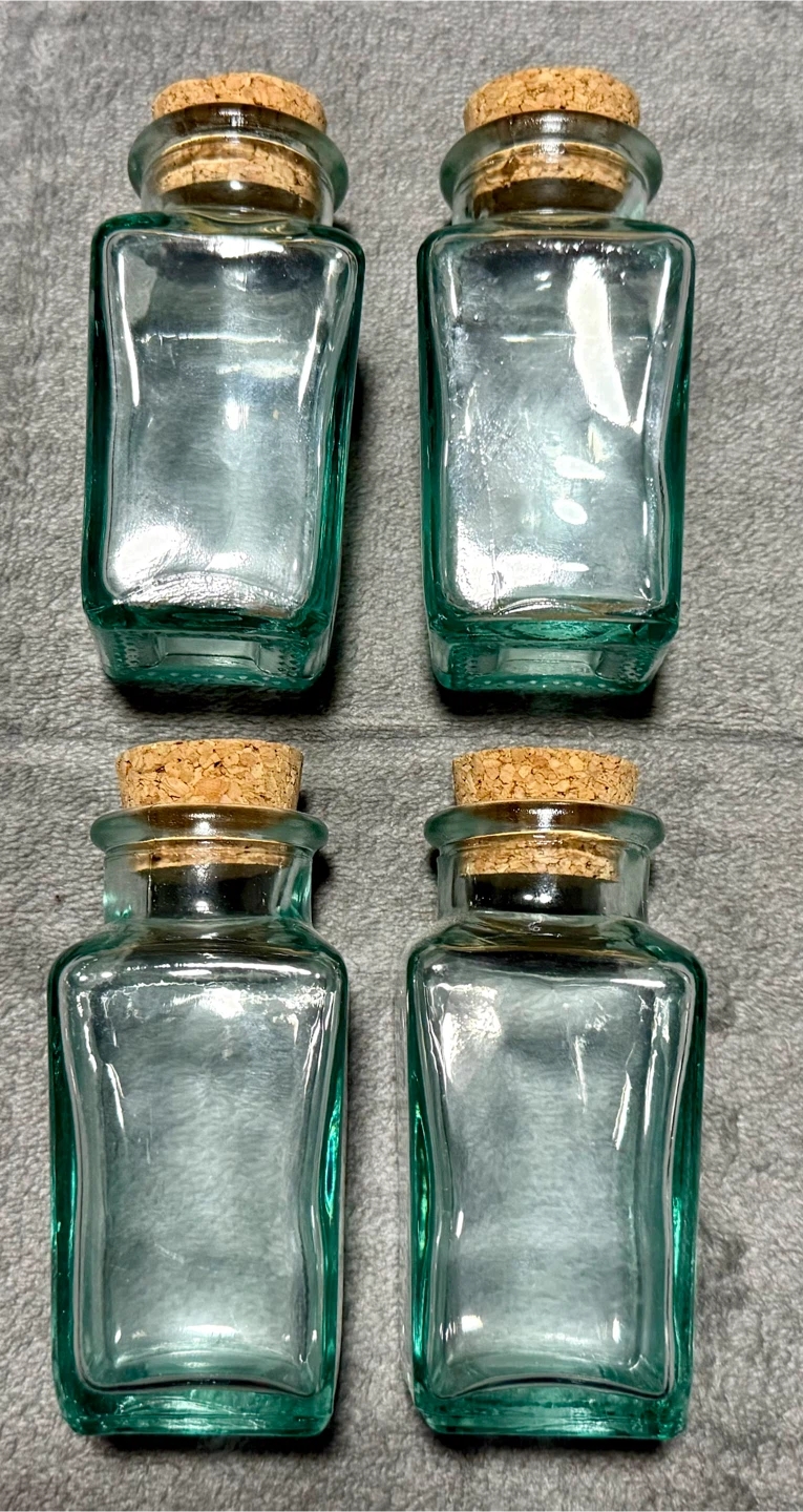 Set of 4 Small Glass Jars with Cork Stoppers