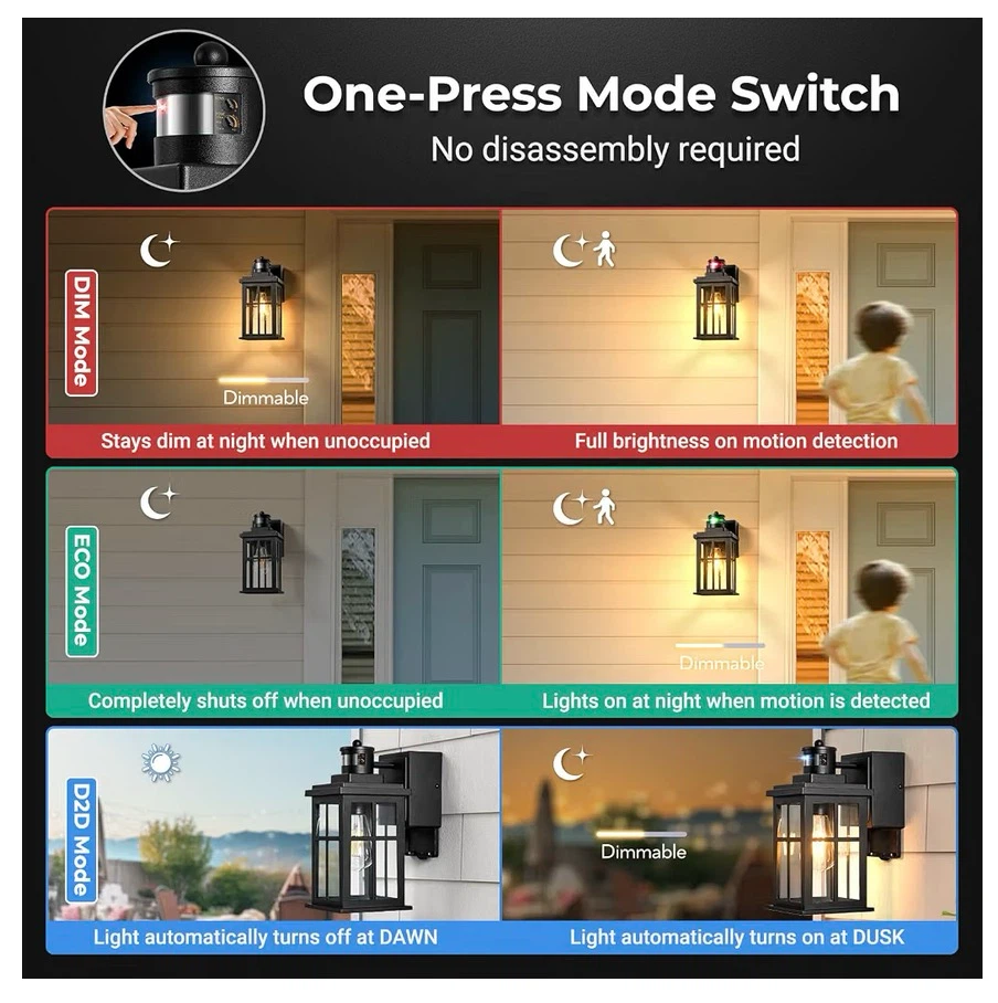 2 Pack Motion Sensor Outdoor Porch Lights PL - photo 2