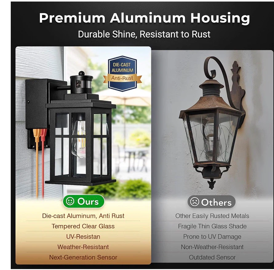 2 Pack Motion Sensor Outdoor Porch Lights PL - photo 4
