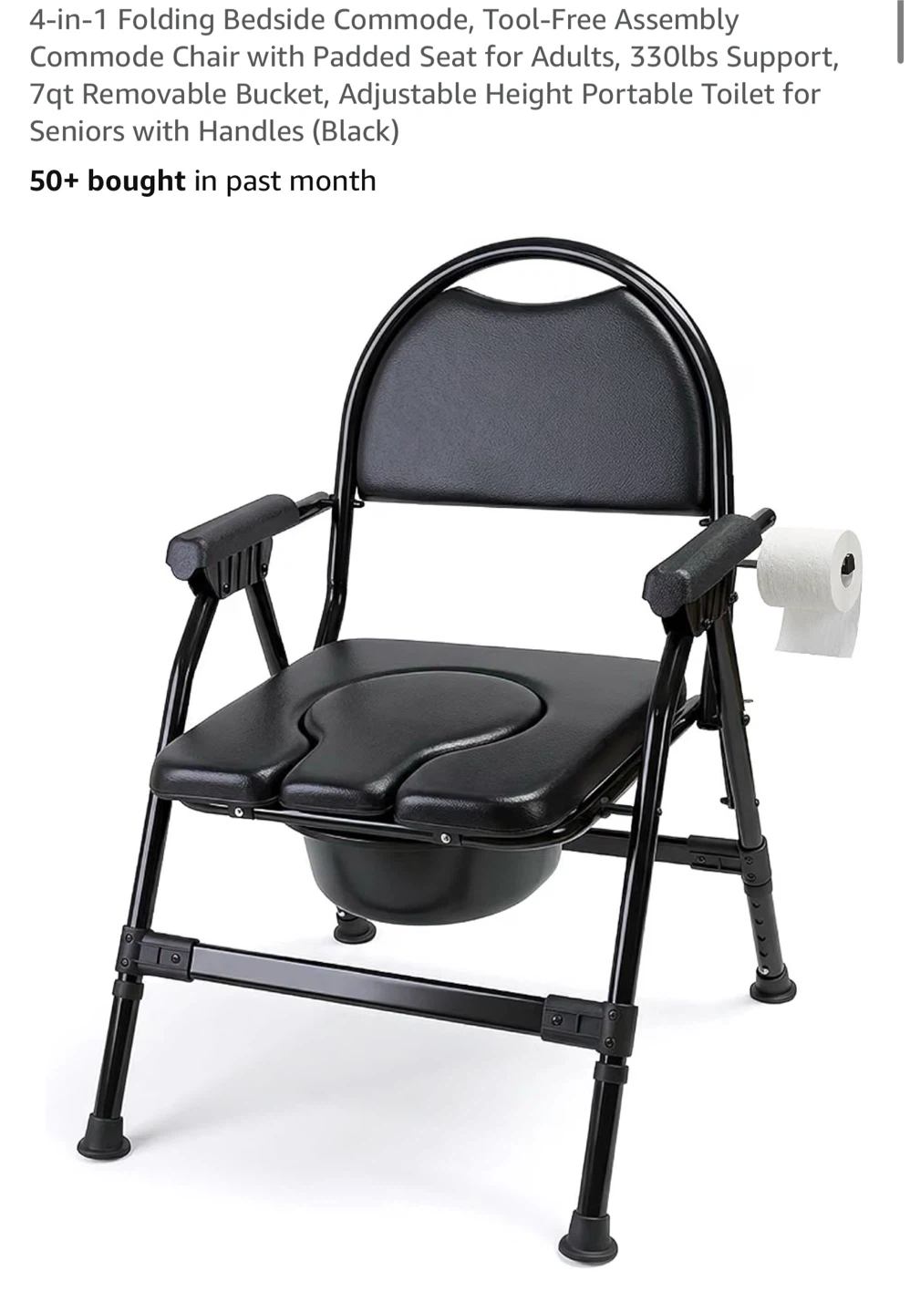 4-in-1 Folding Bedside Commode Chair