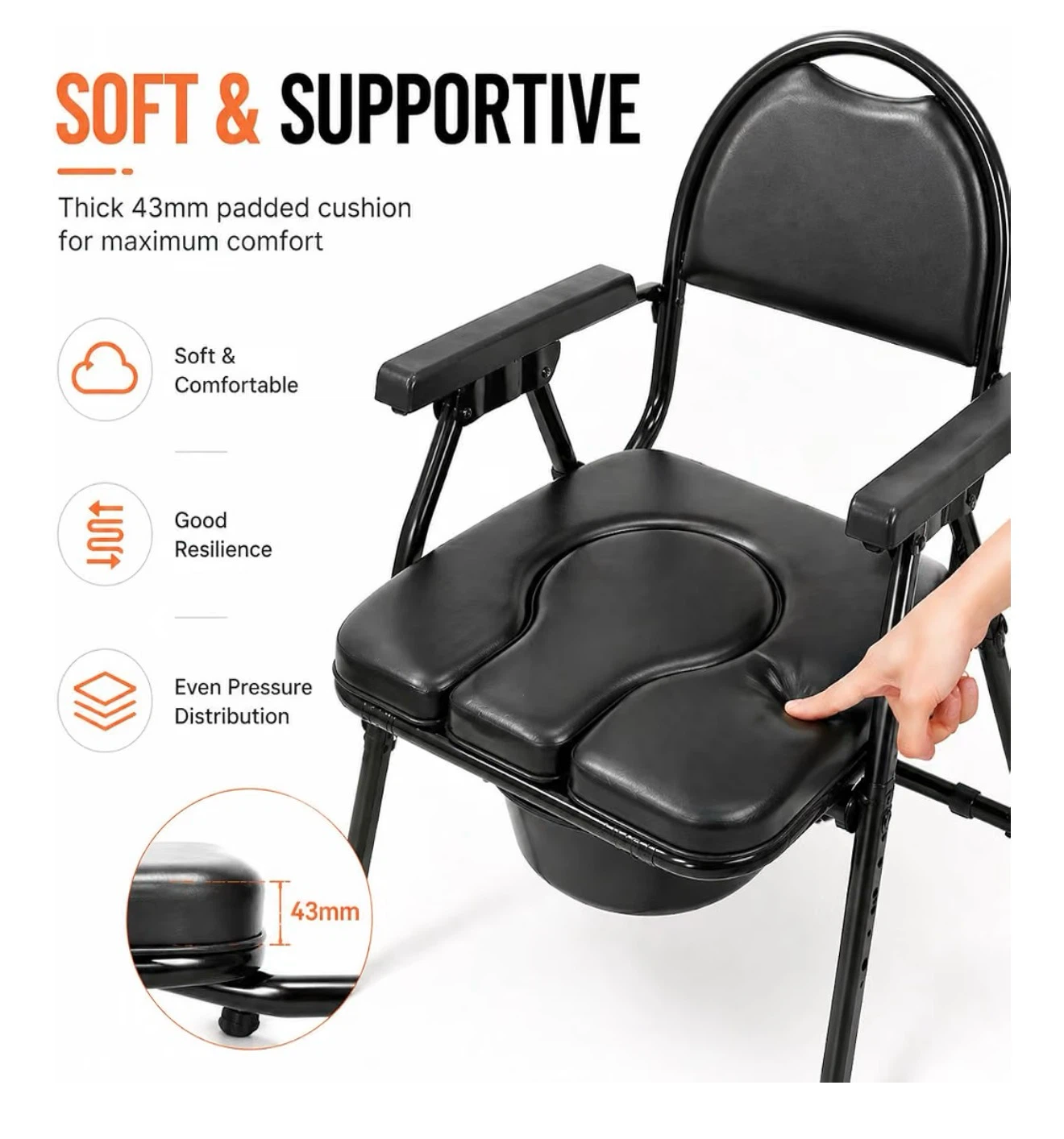 4-in-1 Folding Bedside Commode Chair - photo 4