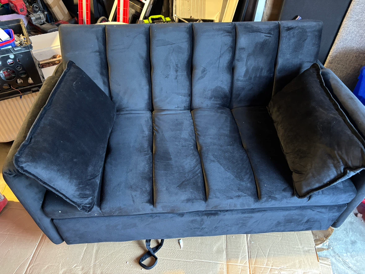 Black Velvet Convertible Futon Sofa/ Pull out