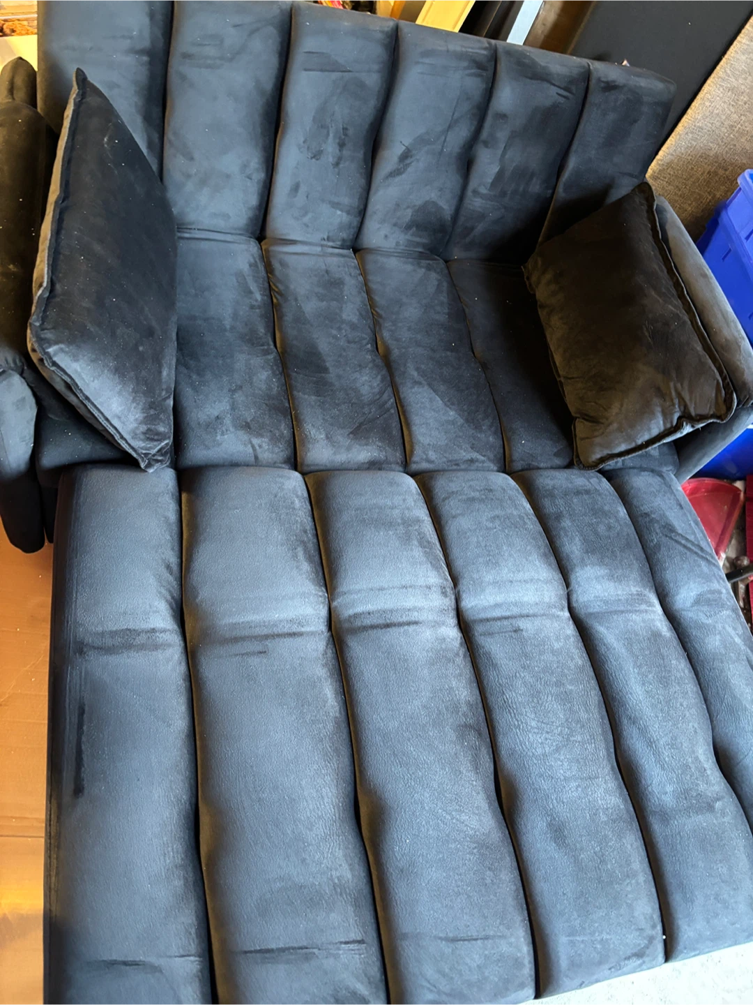 Black Velvet Convertible Futon Sofa/ Pull out - photo 2