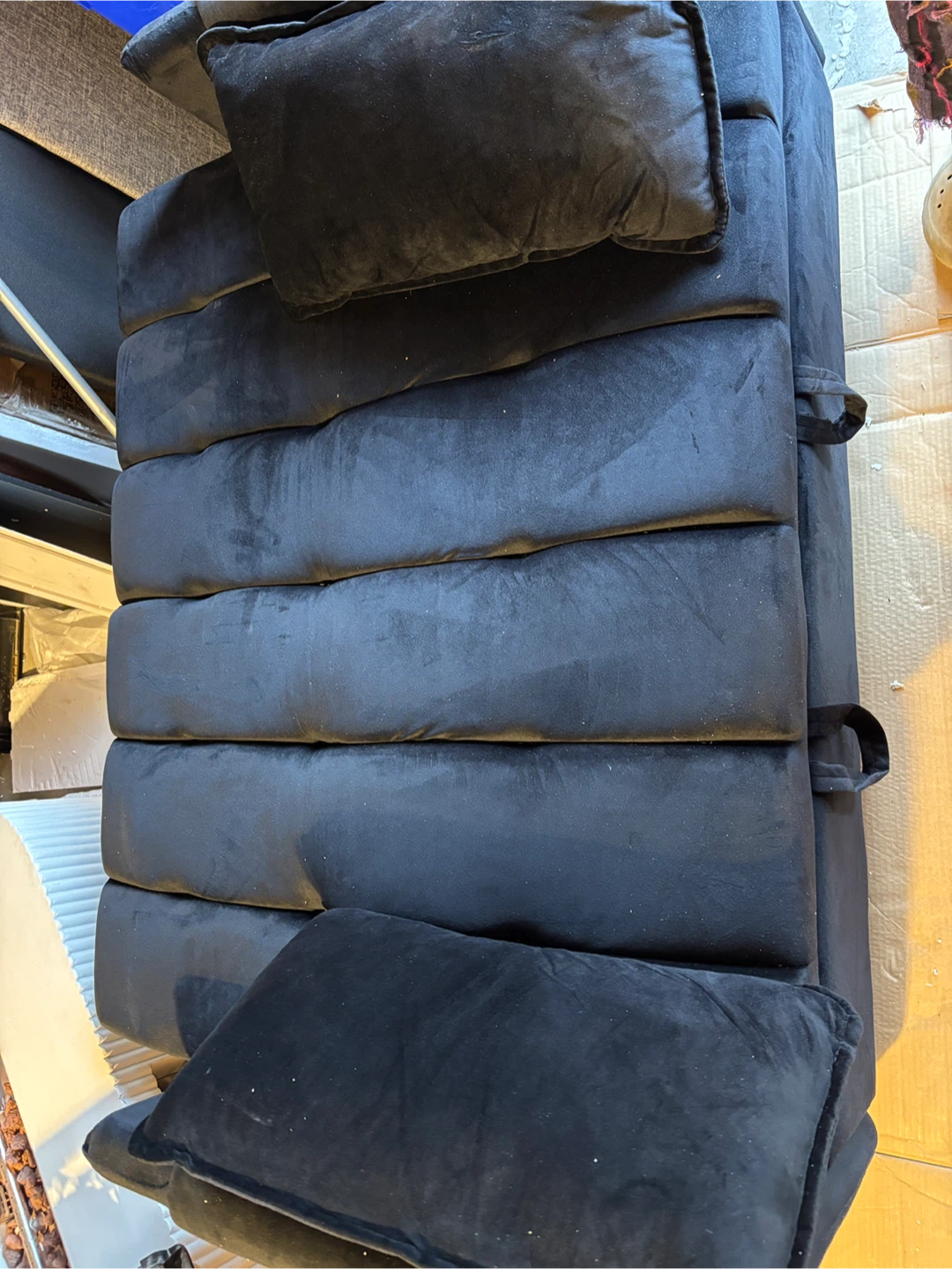 Black Velvet Convertible Futon Sofa/ Pull out - photo 3
