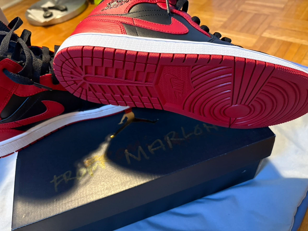 Nike Air Jordan 1 Mid Red and Black - photo 3