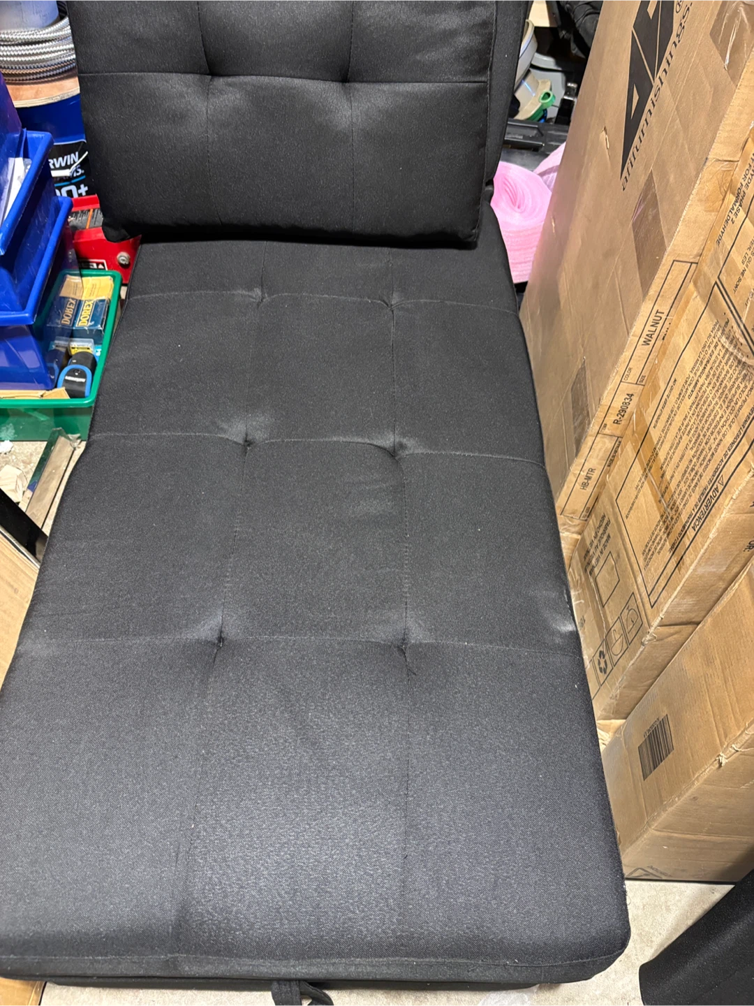 Black Fabric Storage love seat - AS IS - photo 2