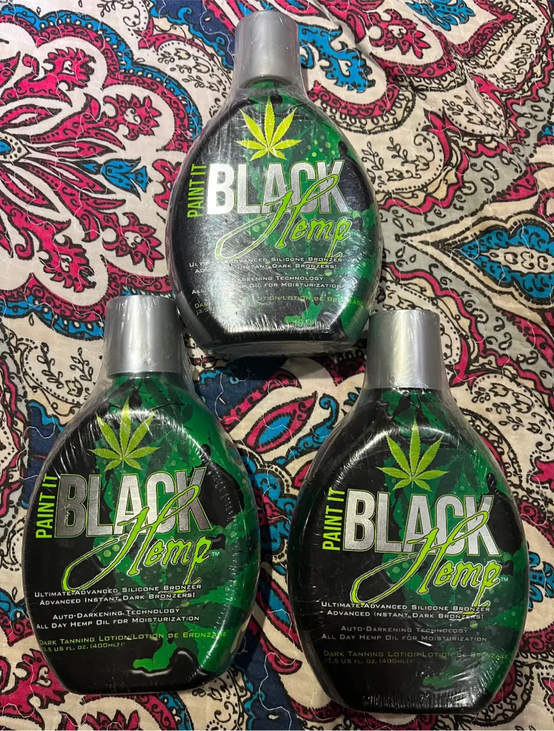 3 Bottles of Paint It Black Hemp Tanning Lotion
