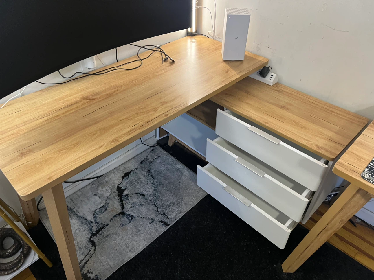 2 Matching Modular Scandginavian Inspired  L-Shaped Desks - photo 2