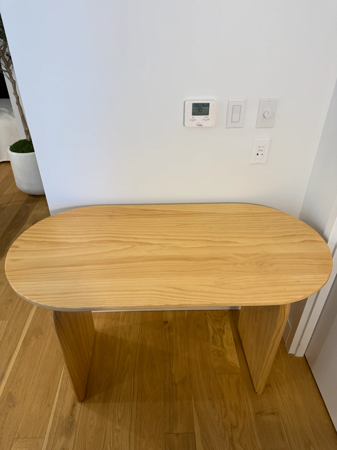 Modern Light Wood Oval Dining Table