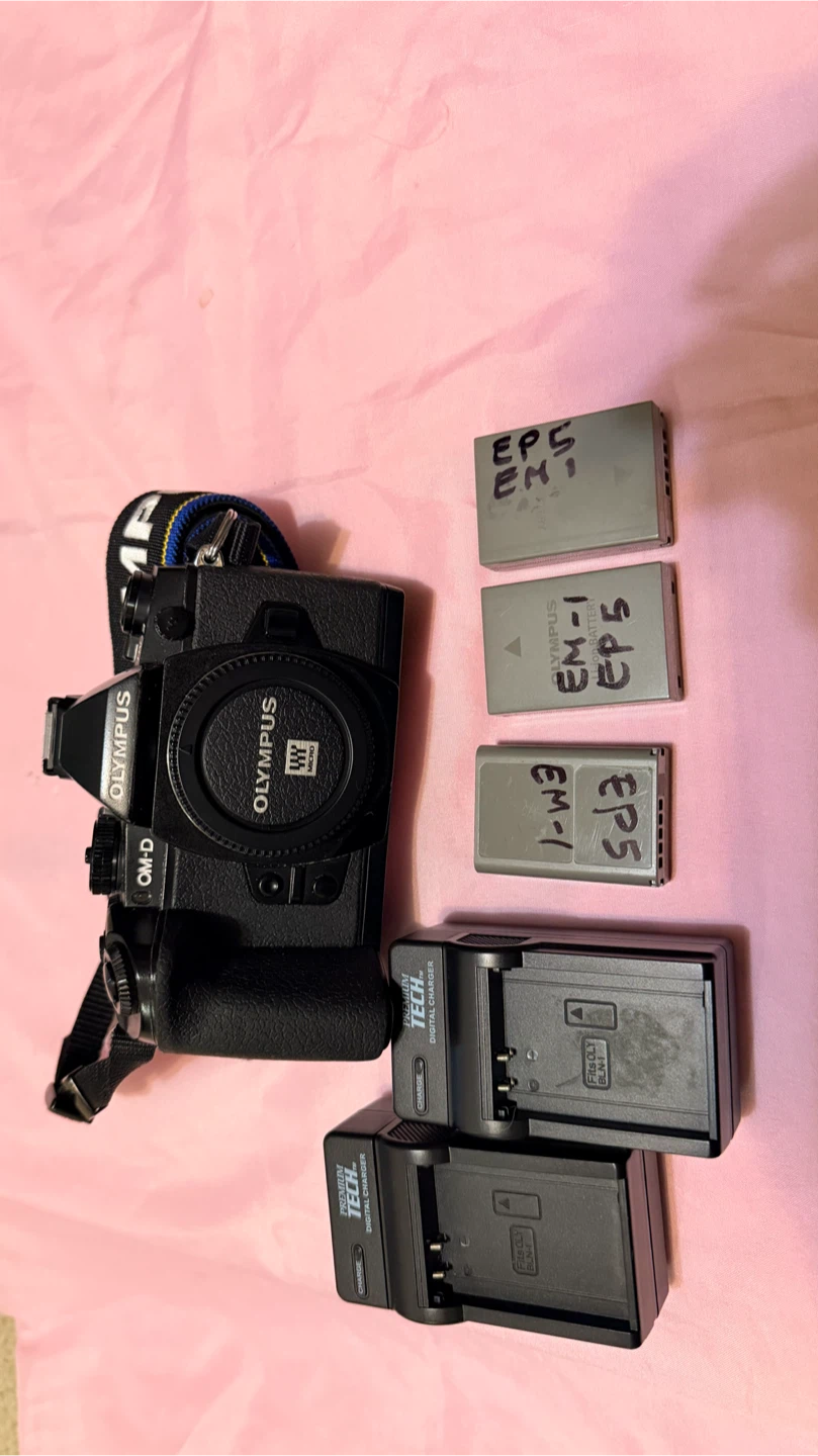 Olympus OM-D Camera with 3 Batteries and 2 Chargers