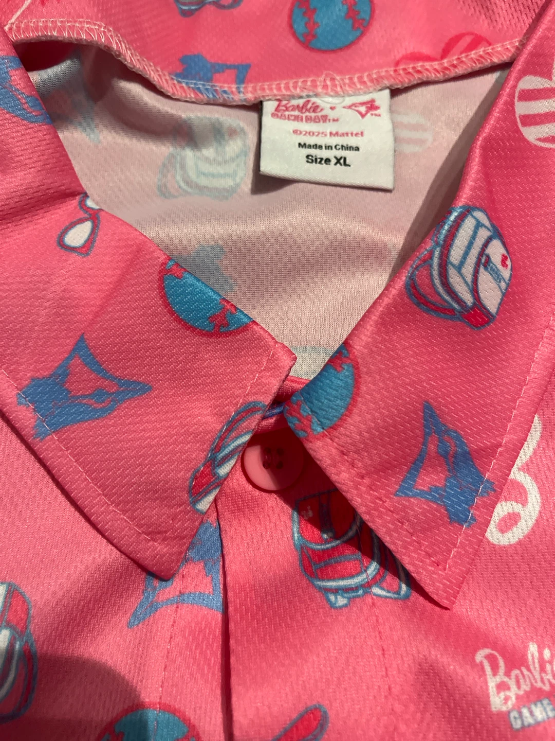 Barbie Game Day Button-Up Shirt - Pink - XL - photo 2