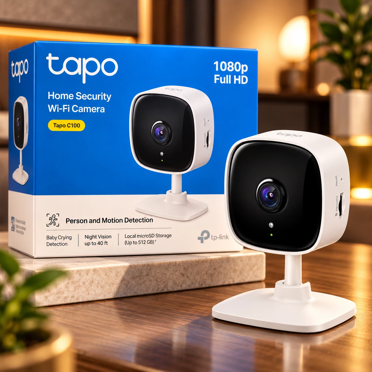 TP-Link Tapo C100 Home Security Wi-Fi Camera- New