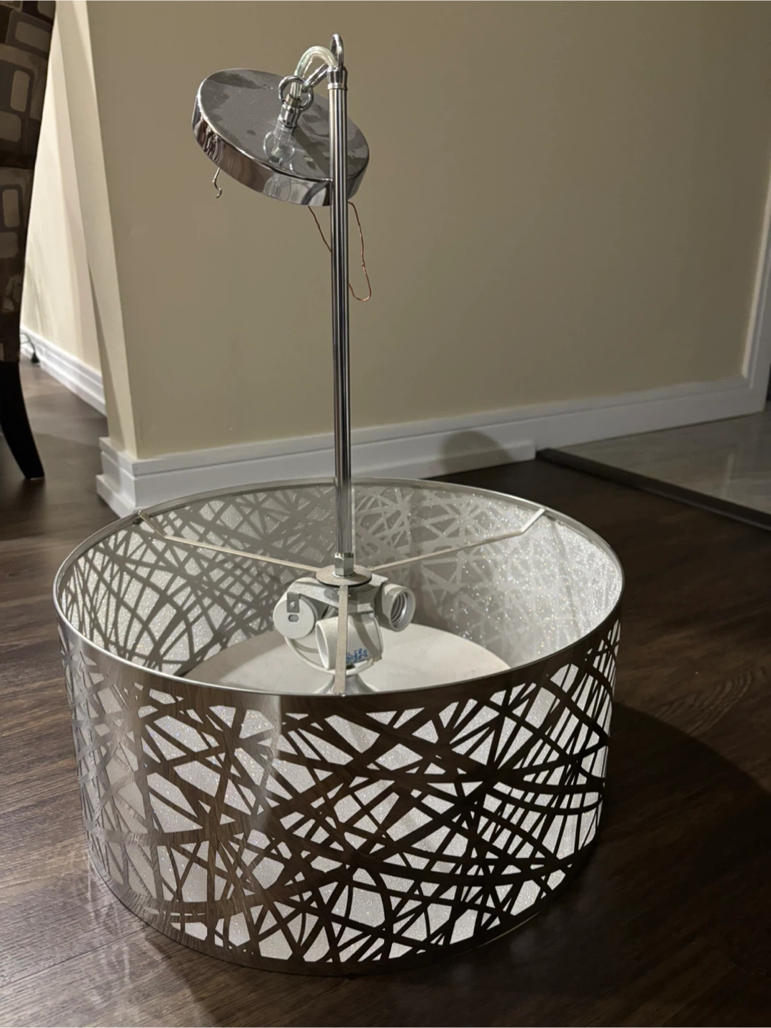 Chrome Drum Pendant Light