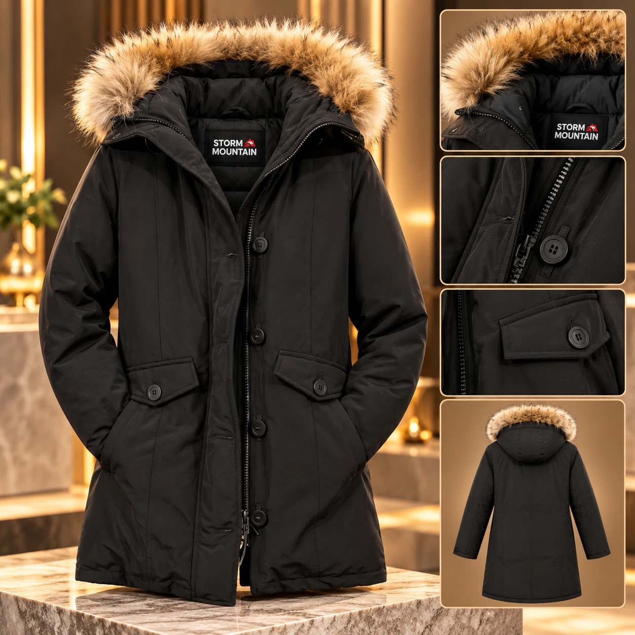 Storm Mountain Logan Parka Black Medium - New