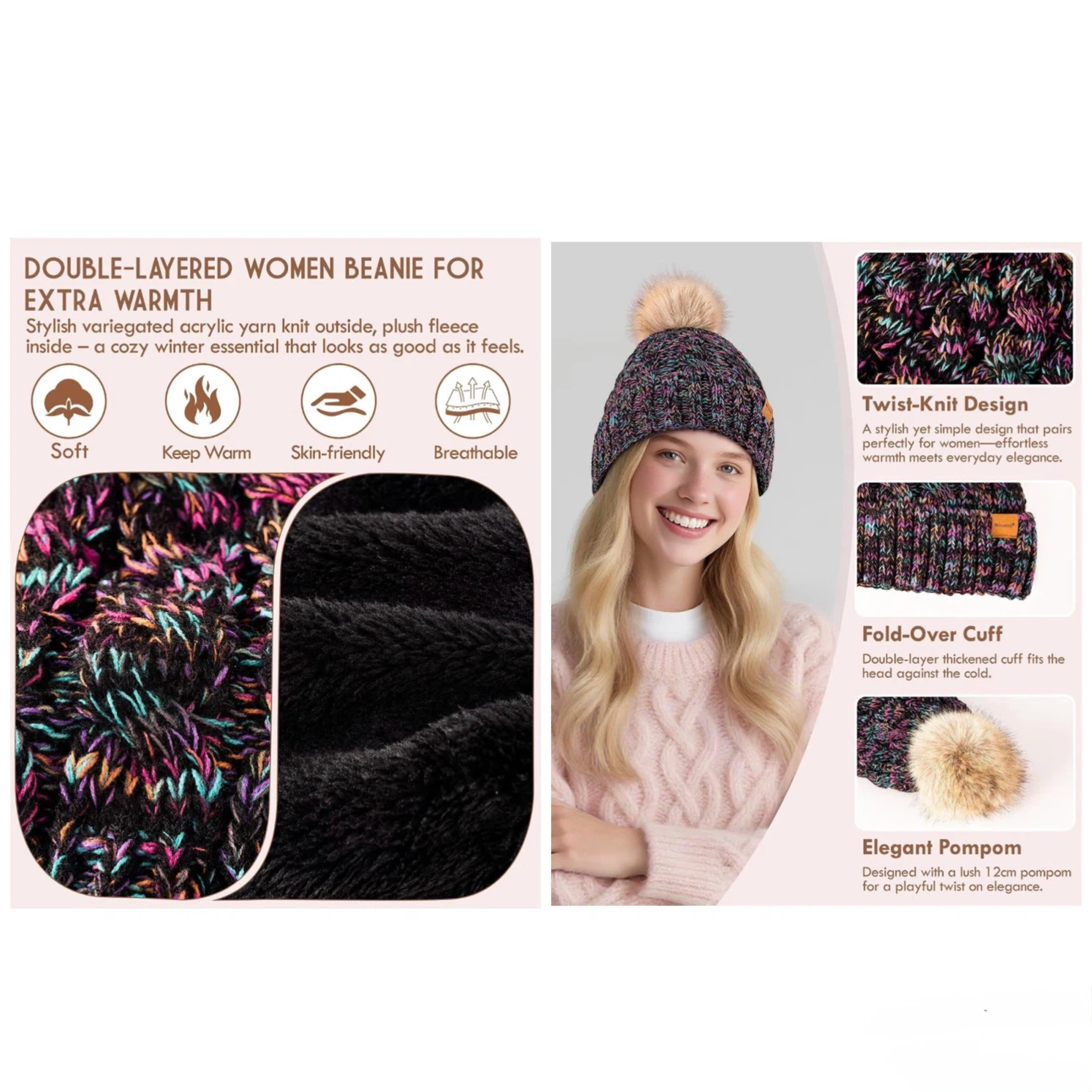 Brand new Womens Winter Hat with Pom Pom - photo 3