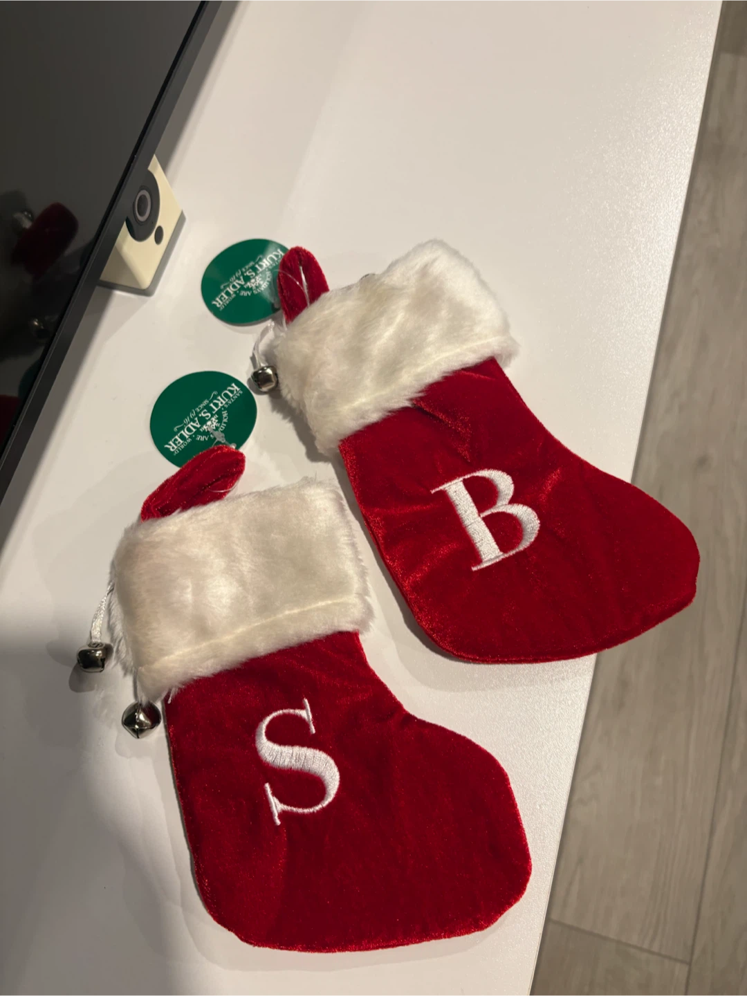Kurt S. Adler Initial Christmas Stockings B and S