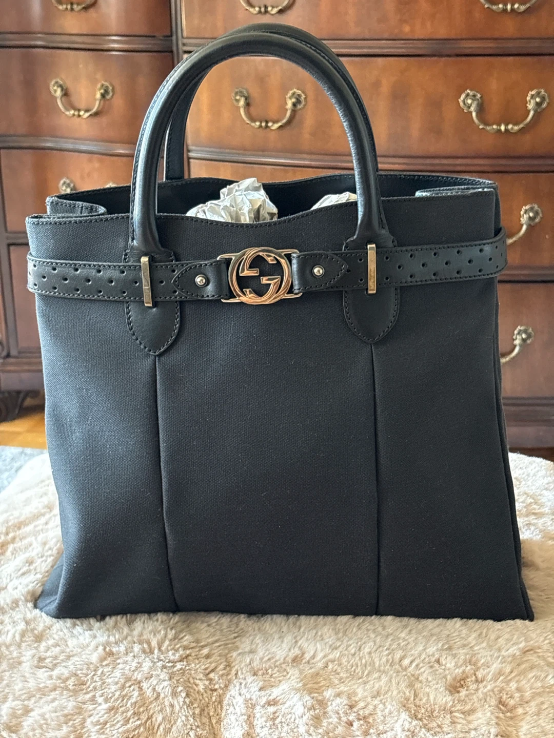 Gucci Black  Tom Ford Canvas Tote Bag