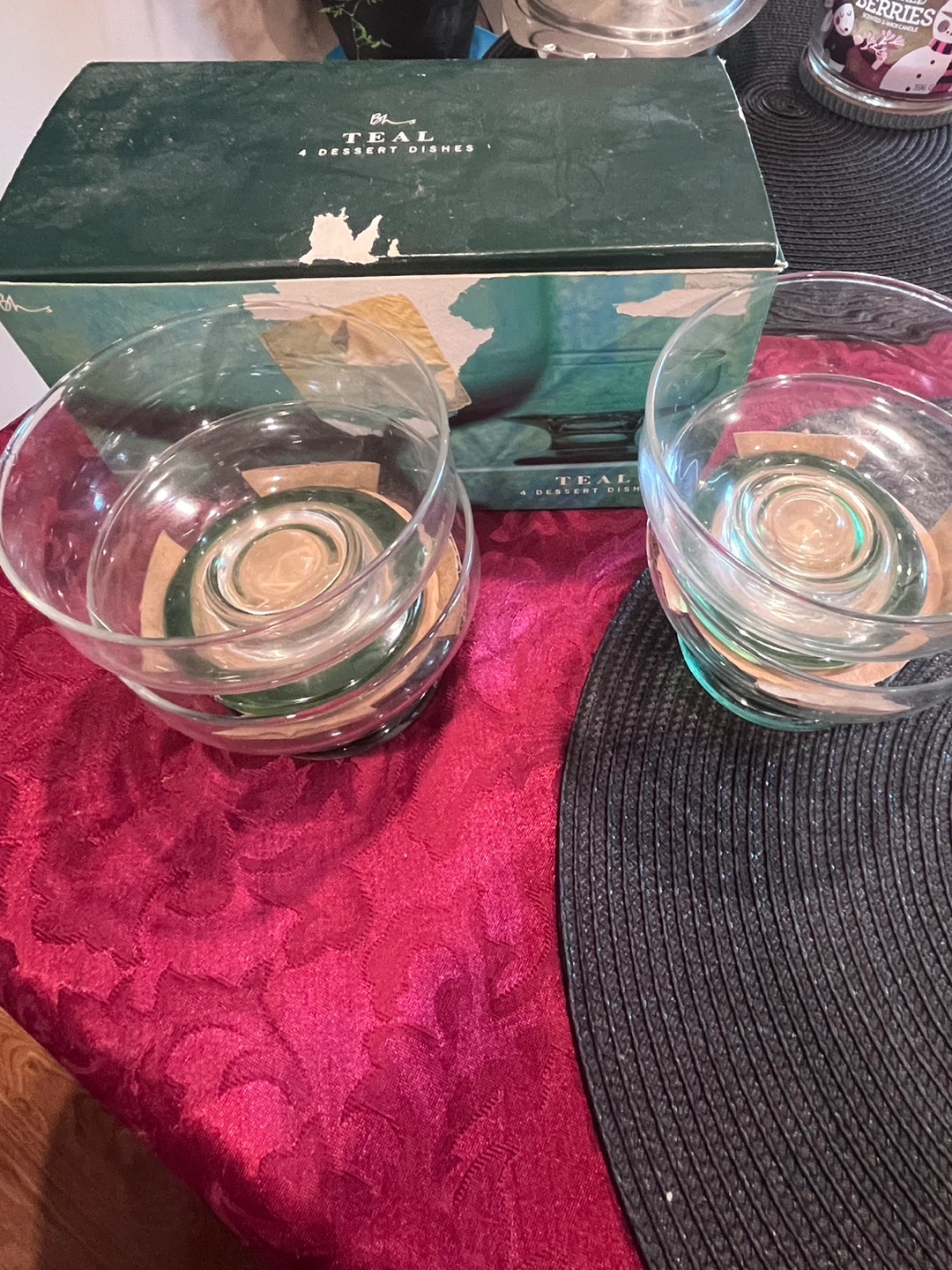 BHs Teal Dessert Dishes Set of 4
