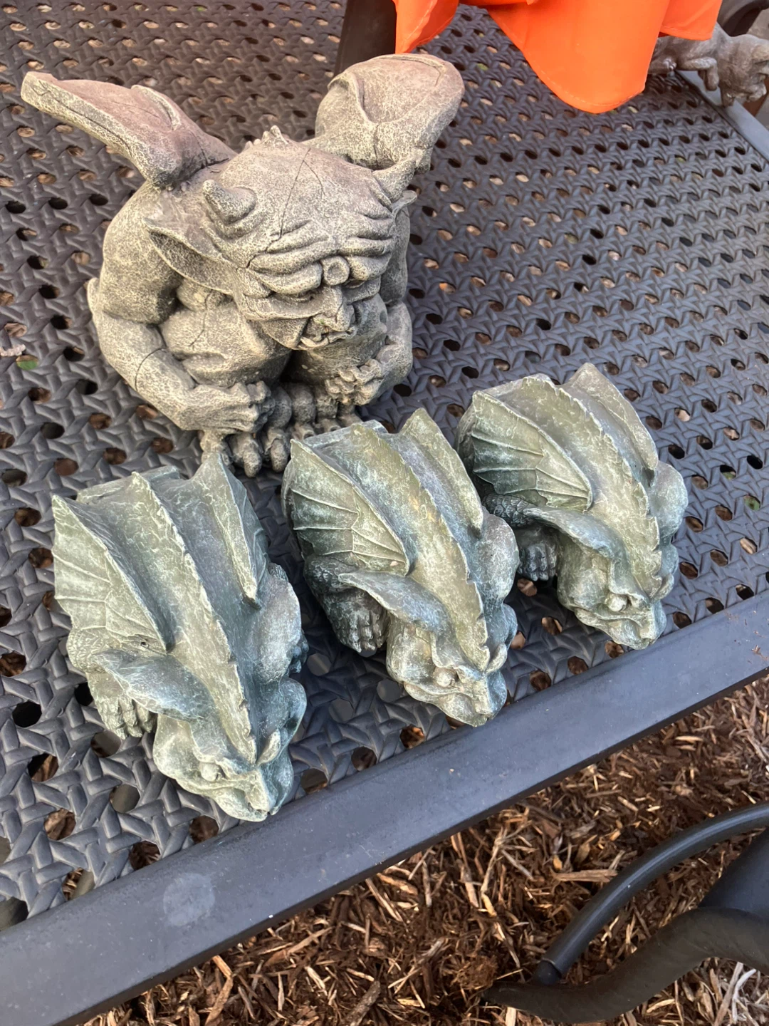Set of 4 Gargoyle and Dragon Garden Statues - photo 2