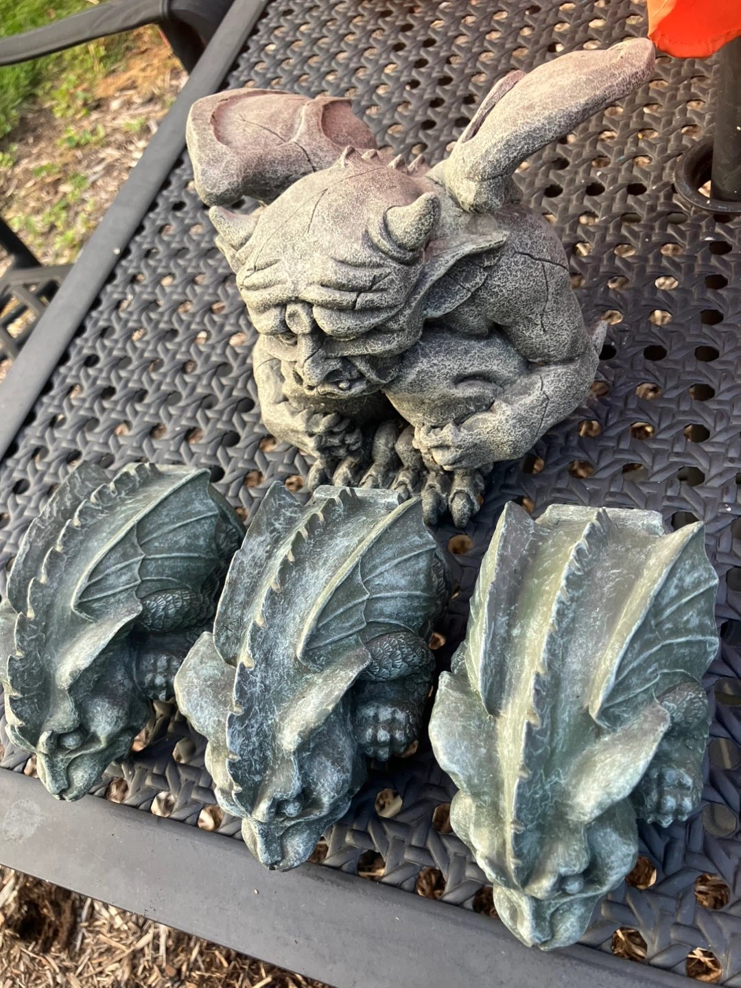 Set of 4 Gargoyle and Dragon Garden Statues - photo 3