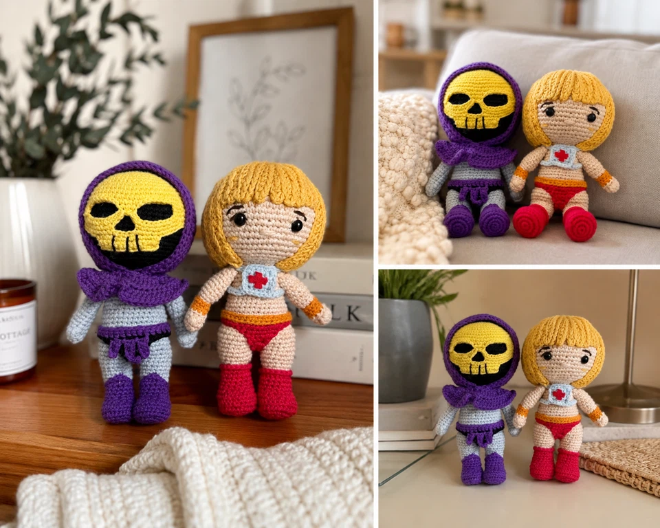 Handmade He-Man and Skeletor Crochet Dolls X2 - photo 2