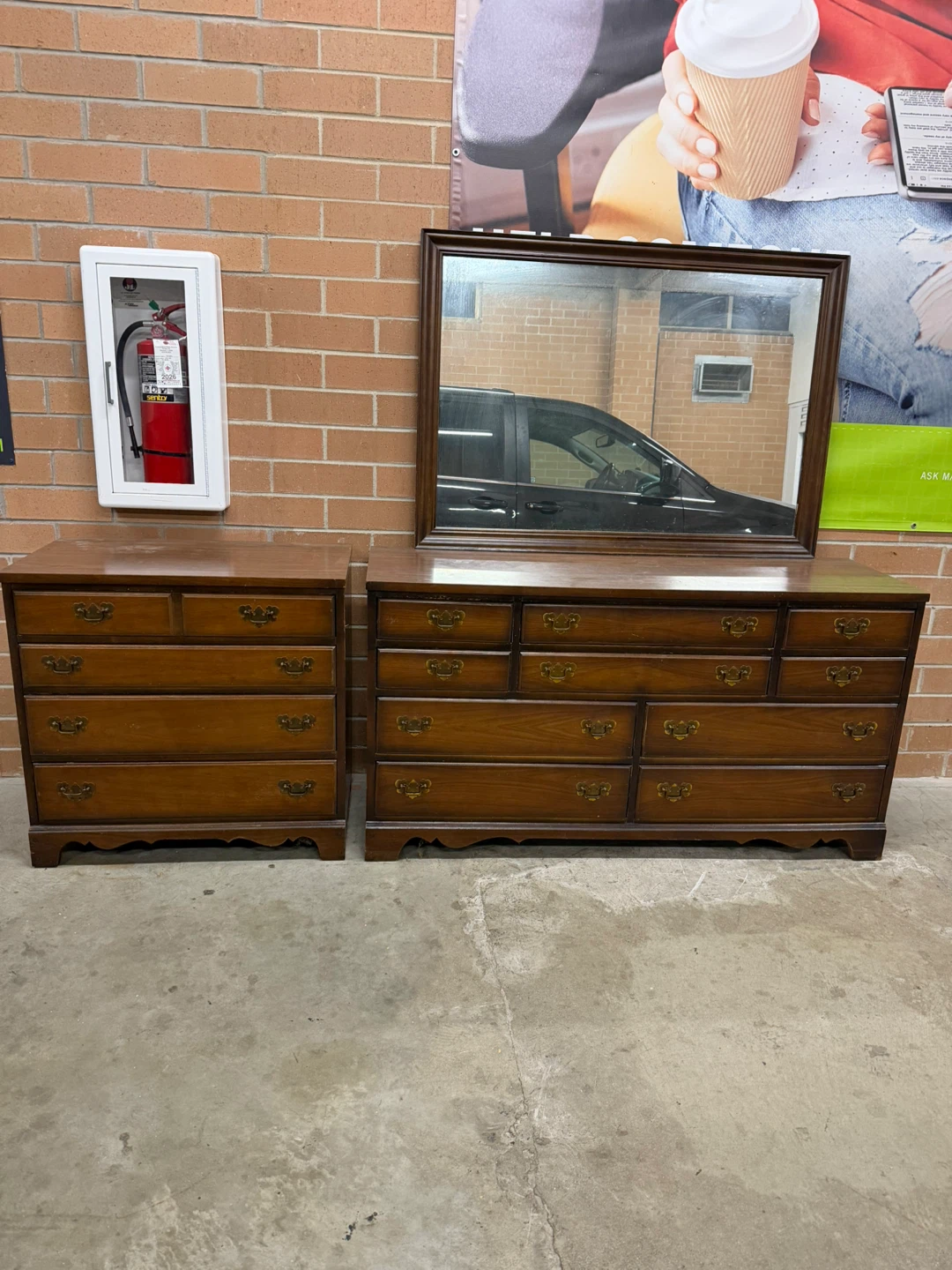 Two-Piece Wooden Dresser Set with Mirror