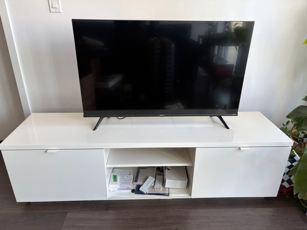 White IKEA BYAS TV Stand