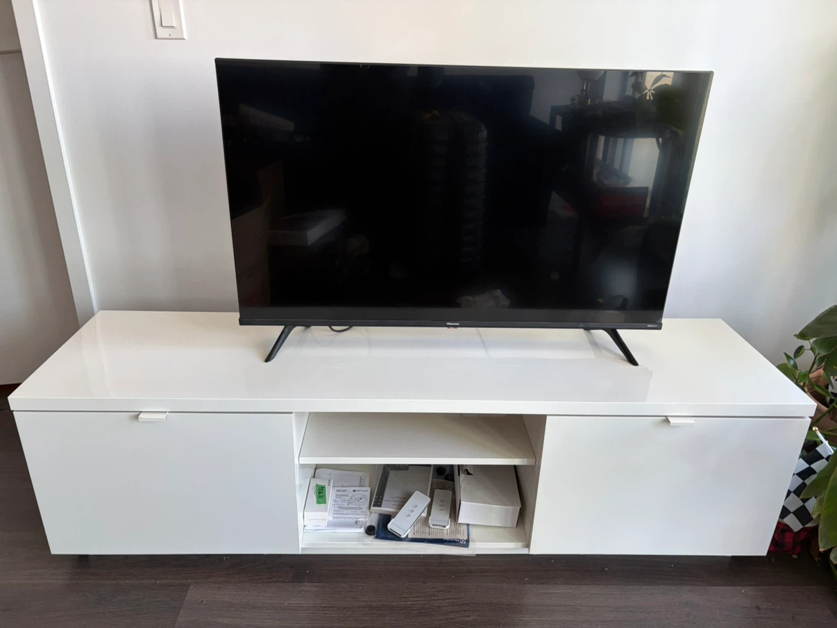 White IKEA BYAS TV Stand - photo 2