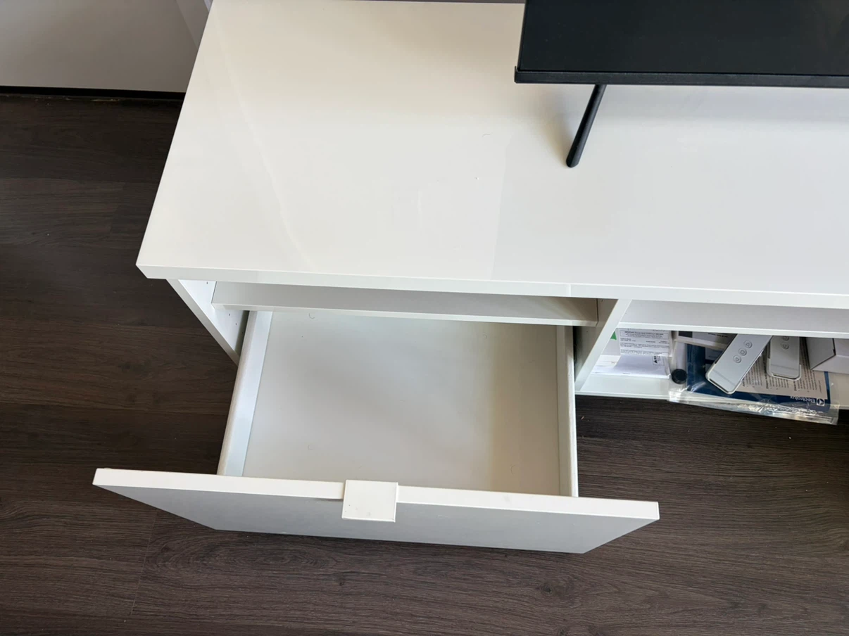 White IKEA BYAS TV Stand - photo 3
