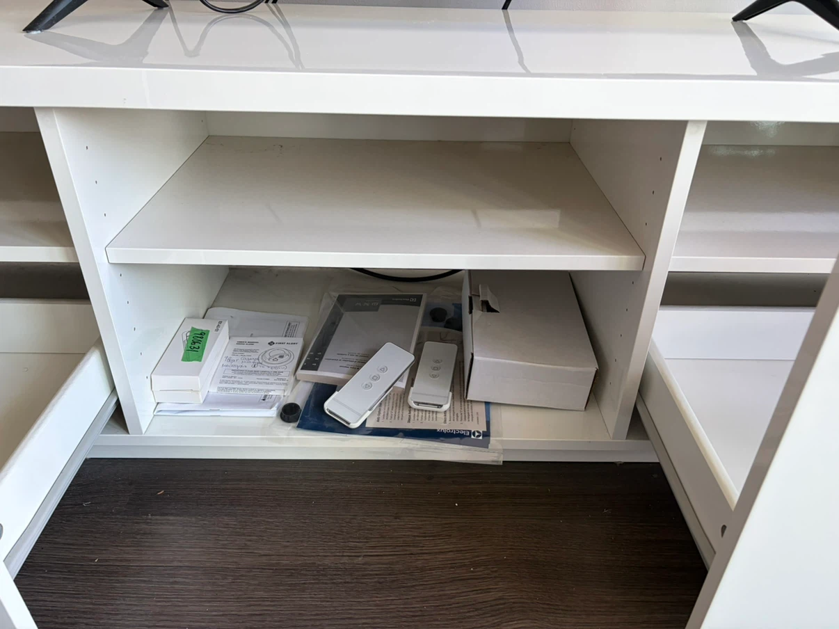 White IKEA BYAS TV Stand - photo 5