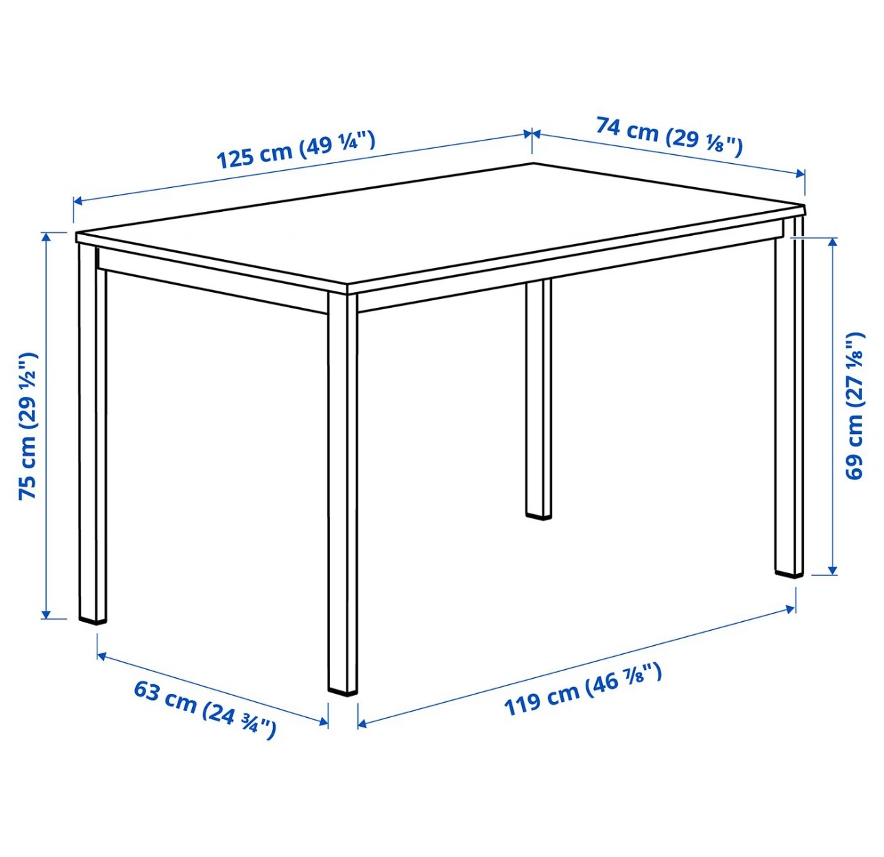 IKEA Multipurpose White Dining Table – 125 × 74 cm - photo 2