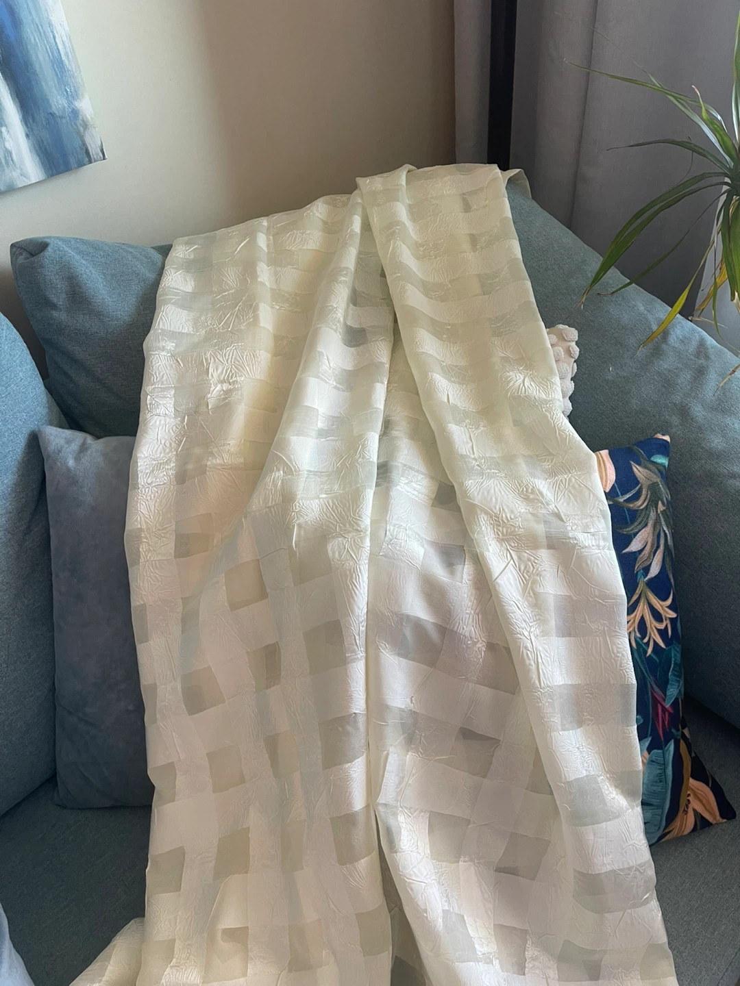 Textured Checkered Shower Curtain - photo 2