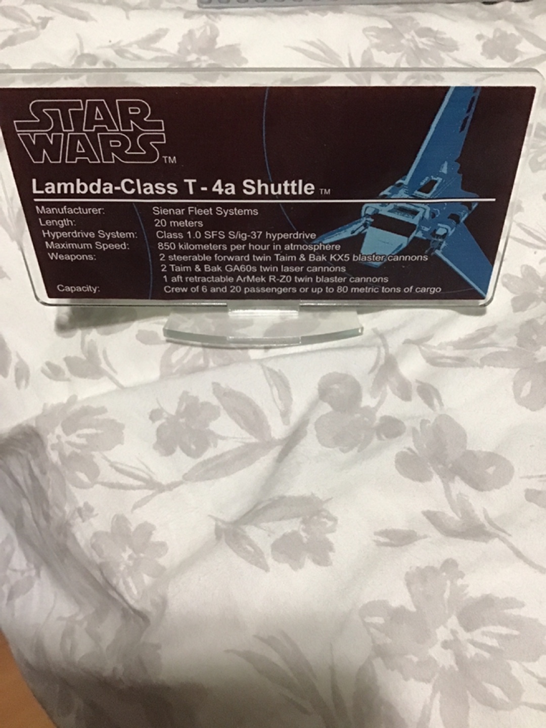Star Wars Lambda-Class T-4a Shuttle Display Plaque